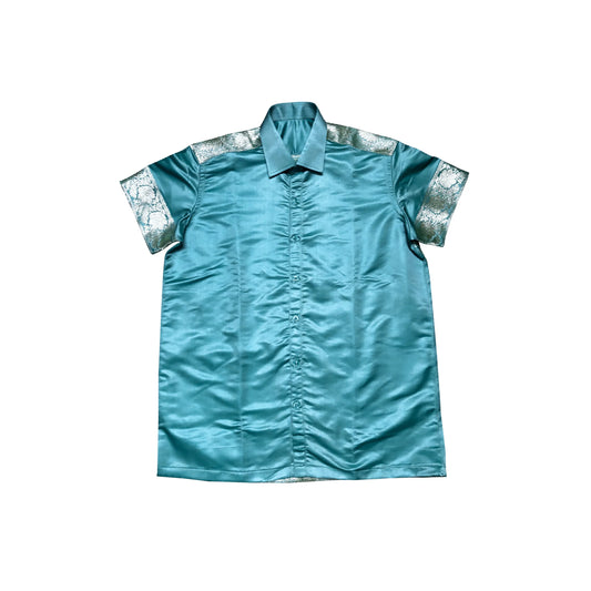 Luxe Blue Brocade Shirt